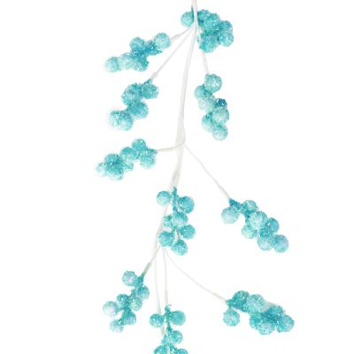 Pastel Blue Glitter Berry Christmas Garland 162cm