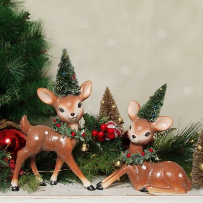 Vintage Reindeer Deer and Ornament Christmas Tree Gift Wrap