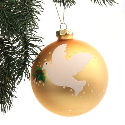 Gold Peace Doves Christmas Bauble