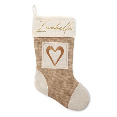 Personalised Burlap Heart Christmas Stocking