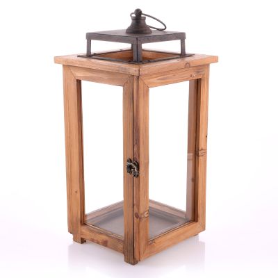 Natural Wood Frame Lantern