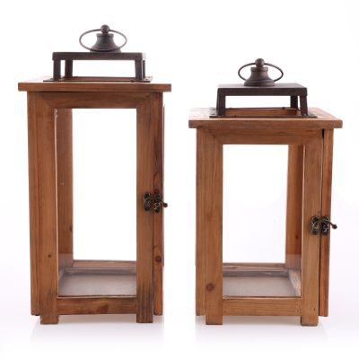 Natural Wood Frame Lantern