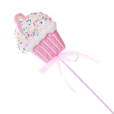 Pastel Sprinkle Cupcake with Candy Cane Tree Pick - Set of 2