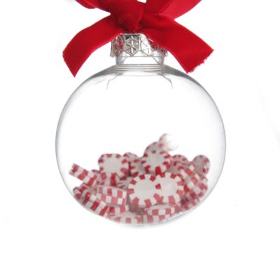 Peppermint Candy Filled Bauble Clear Shatterproof Bauble