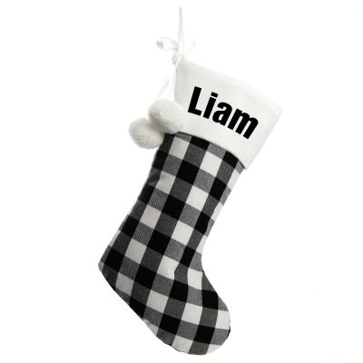 Personalised Black and White Buffalo Check Christmas Stocking
