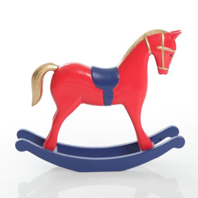 Red and Blue Rocking Horse Christmas Ornament