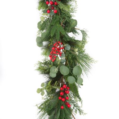Red Berry Mixed Leaf Garland - 150cm