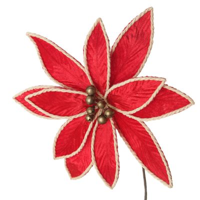 Red Embossed Flower with Rope Trim and Bells
