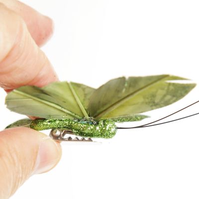 Sage Green Glitter Sheer Butterfly Clip