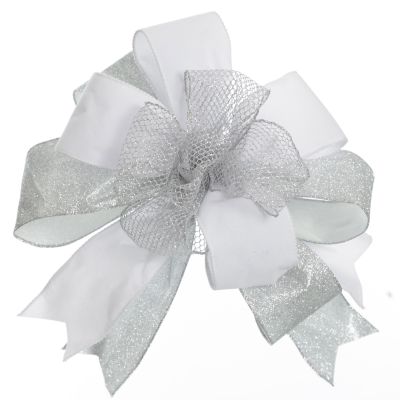 Silver Mesh Wired Christmas RIbbon - 6.5cm