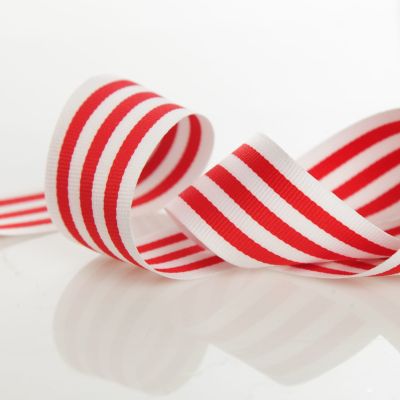 Christmas Candy Cane Theme Red White Stripes 1 Grosgrain Ribbon