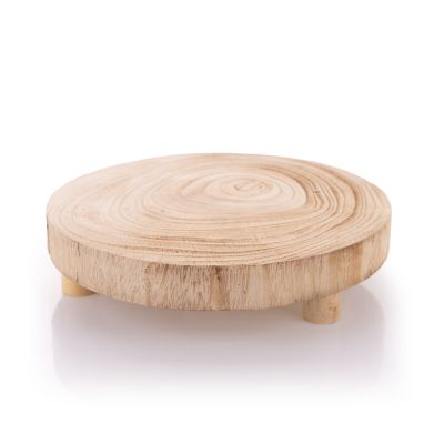 Wooden Footed Round Wooden Table Centrepiece -  26cm(Dia) 