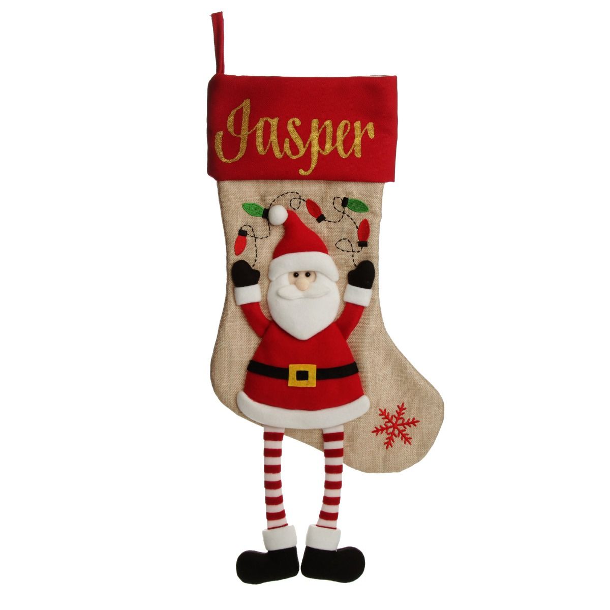 Personalised Santa Christmas Stocking with Dangly Legs| The Christmas Cart